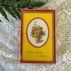 Vintage MCM Carlton Cards Flower Bouquet Blank Thank You Cards
